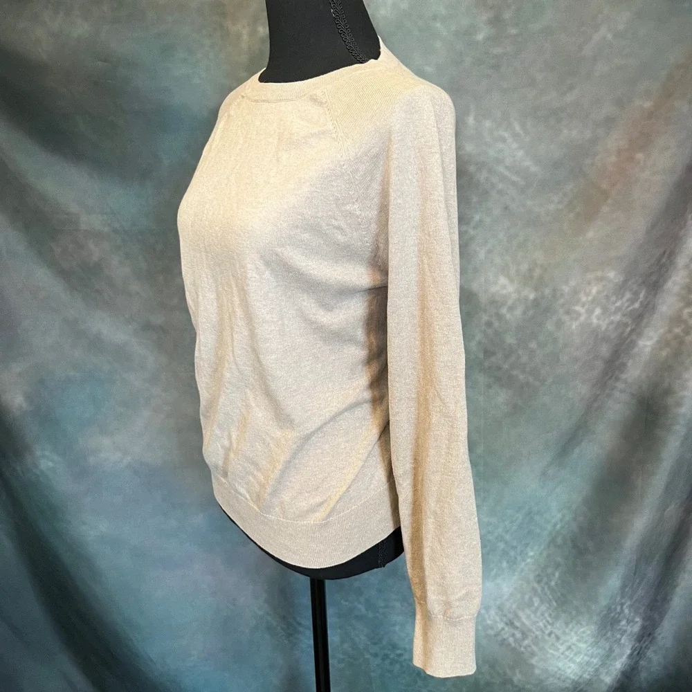 J. Crew The Cotton Cashmere‎ Sweater Long Sleeve Crew Neck Neutral Size Small